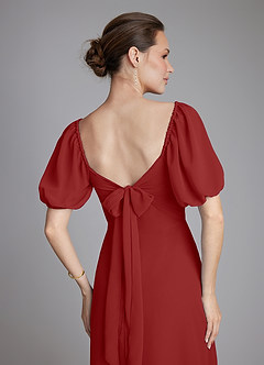 Azazie Fatima Bridesmaid Dresses Rust A-Line with Pockets Chiffon Dress image2