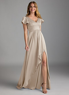 Azazie Omari Bridesmaid Dresses Frost A-Line Stretch Satin Dress image1