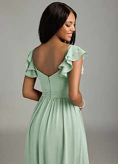 Azazie Anaya Bridesmaid Dresses Agave A-Line Pleated Chiffon Dress image2