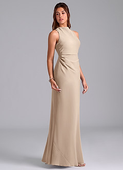 Azazie Evadne Brautjungfernkleider A-Linie Plissee Chiffon Kleid Taupe image4