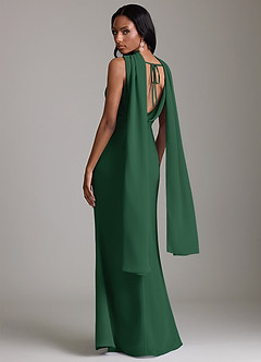 Azazie Linelle Robes de demoiselle d'honneur Robe Sirène en Mousseline de soie Plissée Vert Foncé image10