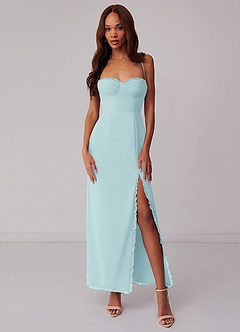 Barbie ♥ Azazie Bridesmaid Dresses Sea Glass Sheath Corset Chiffon Dress image1