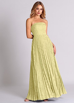 Azazie Mariana Bridesmaid Dresses Lemon Sorbet A-Line Strapless Floral Burnout Convertible Dress image4