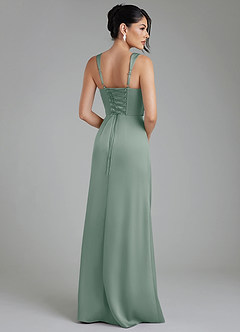 Azazie Sierra Bridesmaid Dresses Silver Sage A-Line Corset Stretch Satin Dress image2
