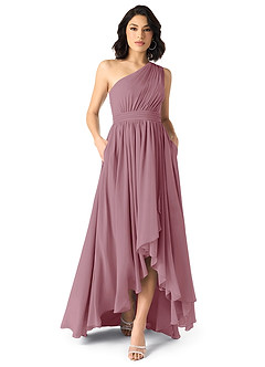 Azazie Mathilda Final Sale Vintage Mauve A-Line One Shoulder Chiffon Dress image1