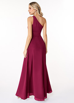 Azazie Dallas Bridesmaid Dresses Burgundy A-Line One Shoulder Chiffon Dress image2