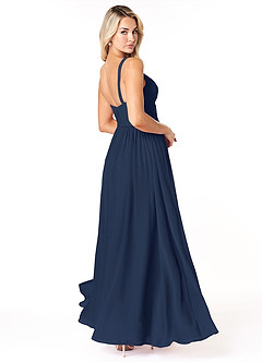 Azazie Chanel Bridesmaid Dresses Dark Navy A-Line Pleated Chiffon Dress image5