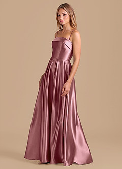 Azazie Lucienne Bridesmaid Dresses Vintage Mauve A-Line Pleated Metallic Satin Dress image4