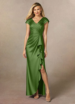 Azazie Anderson Suknie dla Matki Panny Młodej Linia A Pofałdowany Satyna elastyczna Długość podłogi Sukienka image1