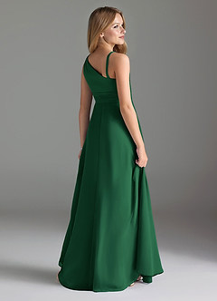 Azazie Dallas Junior Dark Green A-Line Pleated Chiffon Dress image5