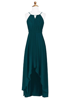 Azazie Oaklynn Junior Vestido de Pino de Gasa de Corte En A con Plisado image6
