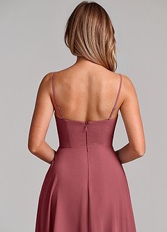 Azazie Elle Bridesmaid Dresses Merlot A-Line Pleated Chiffon Dress image2