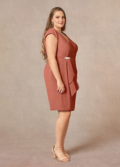 Azazie Nola Abiti per la Madre della Sposa Abito Tubino in Chiffon con Scollo a V a Pieghe Argilla image9
