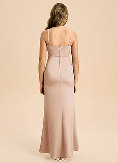 Azazie Buzzy Junior English Rose Sheath Pleated Stretch Satin Dress image2