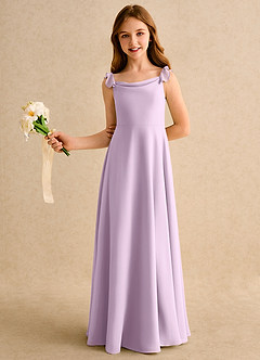 Azazie Puppy Girls Formal Flower Girl Dresses Frosted Lilac A-Line Pleated Chiffon Dress image4