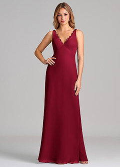 Azazie Tianna Final Sale Burgundy Sheath Chiffon Dress image1