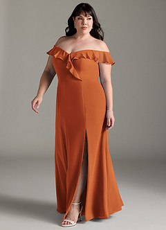 Azazie Sophie Bridesmaid Dresses Cinnamon A-Line Off the Shoulder Chiffon Convertible Dress image8