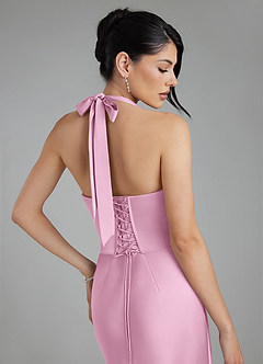 Azazie Torrance Robes de demoiselle d'honneur Robe Sirène en Satin extensible Corset Rose Bonbon image2