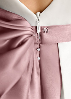 Azazie Cherry Flower Girl Dresses Ivory Dusty Rose Ball-Gown Pleated Matte Satin Dress image6