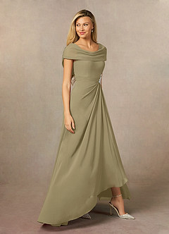 Azazie Mary Mother of the Bride Dresses Moss Green A-Line Side Slit Chiffon Dress image4