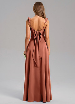 Azazie Everett Bridesmaid Dresses Clay A-Line Stretch Satin Dress image2