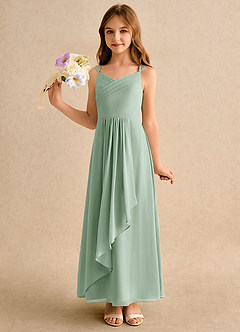 Azazie Zaida Girls Formal Flower Girl Klänningar Klänning A-Line i Chiffong Plisserad image6