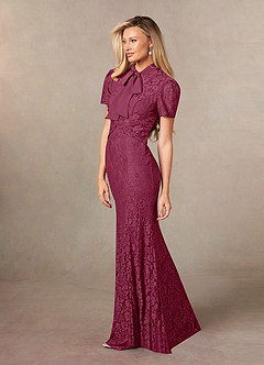 Azazie Carleannia Mother of the Bride Dresses Mulberry Mermaid Lace Chiffon Dress image2