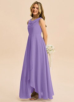 Azazie Mannie Junior Linia A Pofałdowany Szyfon Asymetryczny Młodsza druhna Sukienka image4