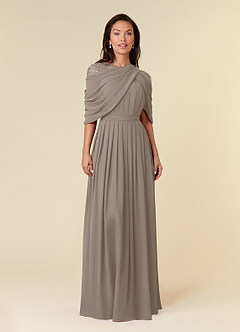 Azazie Olena Mother of the Bride Dresses Taupe A-Line Sequins Chiffon Dress image1