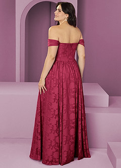 Barbie ♥ Azazie Bridesmaid Dresses Burgundy A-Line Off the Shoulder Floral Burnout Convertible Dress image2