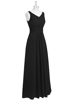 Azazie Pierrette Bridesmaid Dresses Black A-Line Pleated Chiffon Dress image9