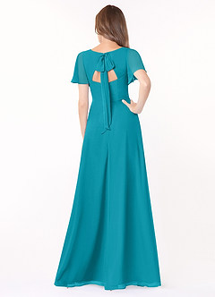 Azazie Kimber Bridesmaid Dresses Jade A-Line Flounce Sleeve Chiffon Dress image2