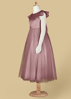 Azazie Aster Final Sale Dusty Rose A-Line with Sleeves Tulle Dress image8