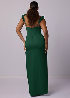 Barbie ♥ Azazie Bridesmaid Dresses Dark Green Sheath Stretch Satin Dress image7