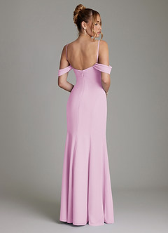 Azazie Karmela Bridesmaid Dresses Candy Pink A-Line Off the Shoulder Chiffon Dress image2