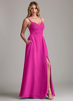 Azazie Terese Bridesmaid Dresses Fuchsia A-Line Pleated Chiffon Dress image6