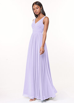 Azazie Keyla Bridesmaid Dresses Lilac A-Line V-Neck Pleated Chiffon Dress image2