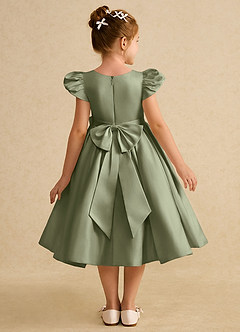 Azazie Pearl Blumenmädchenkleider Ballkleid Plissee Matte Satin Kleid Pistazie image2