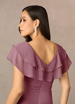 Azazie Snapdragon Mother of the Bride Dresses Vintage Mauve A-Line V-Neck Ruched Chiffon Dress image5