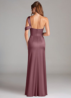 Azazie Wynter Bridesmaid Dresses Amethyst Sheath One Shoulder Stretch Satin Dress image2