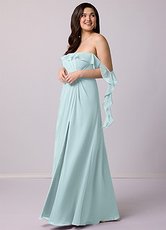 Barbie ♥ Azazie Bridesmaid Dresses Mist A-Line Off the Shoulder Chiffon Convertible Dress image11