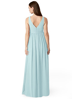 Azazie Yetta Maternity Bridesmaid Dresses A-Line V-Neck Gathered Chiffon Floor-Length Dress image2
