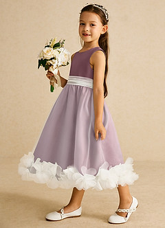 Azazie Stardust Flower Girl Dresses Vintage Mauve A-Line Sleeveless Organza Dress image3