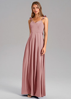 Azazie Everett Bridesmaid Dresses Dusty Rose A-Line Stretch Satin Dress image4