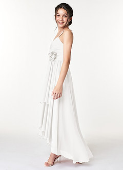 Azazie Catalina Junior White A-Line Ruched Chiffon Dress image5