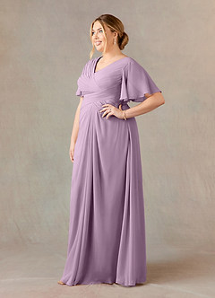 Azazie Morning Glory Mother of the Bride Dresses Wisteria A-Line V-Neck Ruched Chiffon Dress image7