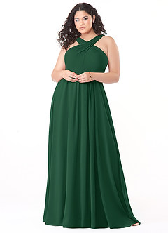 Azazie Dixie Bridesmaid Dresses Dark Green A-Line Halter Pleated Chiffon Dress image7