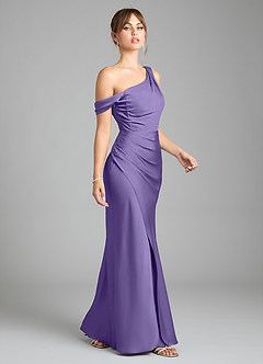 Azazie Madelyn Bridesmaid Dresses Tahiti Mermaid One Shoulder Stretch Satin Convertible Dress image5
