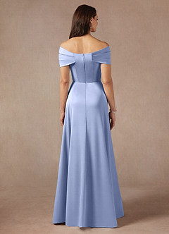 Azazie Amelia Mother of the Bride Dresses Ice A-Line Off the Shoulder Stretch Satin Dress image6