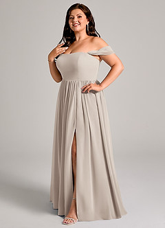 Azazie Calianna Abiti da Damigella Abito Convertibile A-Line in Chiffon a Spalla Scoperta Gelo image10